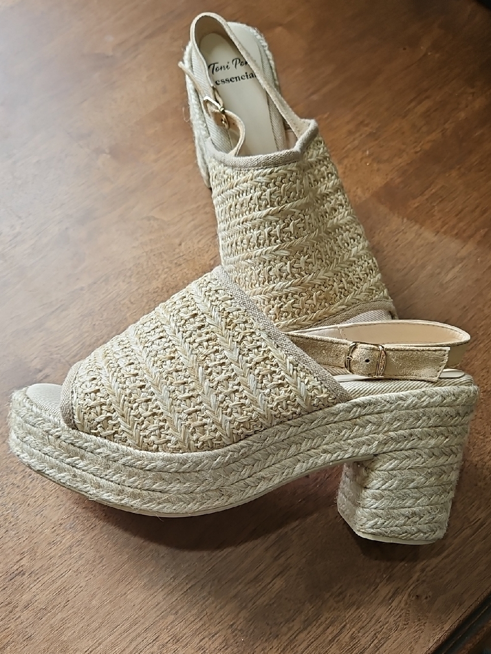 Toni Pons Cream Woven Platform Slingback Heels
